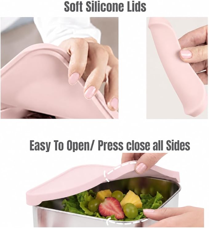 Modaniam Flexibento Leak Proof Stainless Steel Lunch Box, Pink, 40 OZ