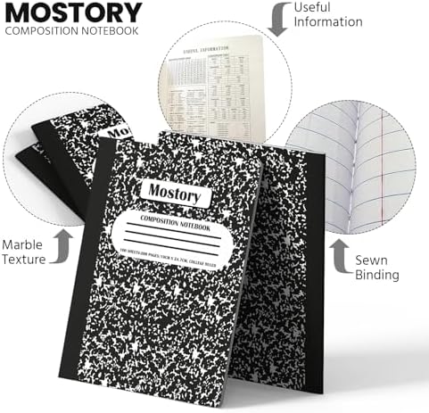 MOSTORY 50 Pack Bulk Composition Notebooks - College Ruled 200 Pages (100 Sheets), Size 7.5" x 9.75", Bulk School Supplies, Office, Bulk Notebooks for School, Writing Journal Notebook with Lined Paper