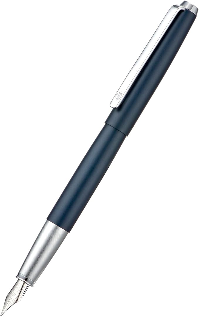 HongDian 525 Dark Blue Fountain Pen, Extra Fine Nib Classic Pen Includes Metal Pen Case and Refillable Converter