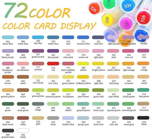 72 Colors Acrylic Paint Markers, Colored Paint Pens Brush Tip with Direct-Liquid Ink Control System, Water-Based Coloring Markers Set for Pumpkin Decorating Kit, Rock, Fabric, Wood, Wood, Art Supplies