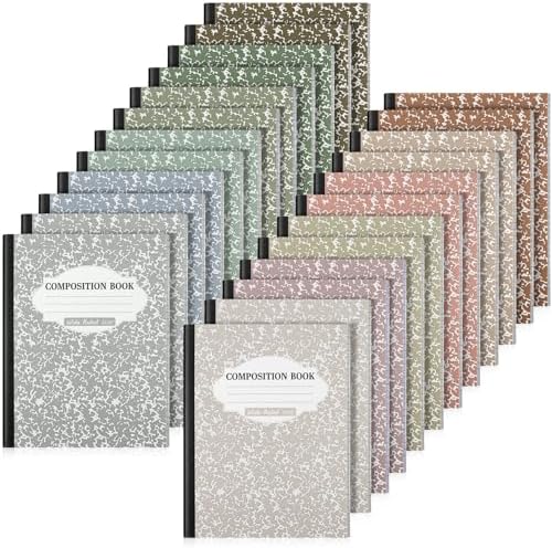 Colarr Wide Ruled Composition Notebook 9.75x7.5 Inch, Dark Color, 24 Pack