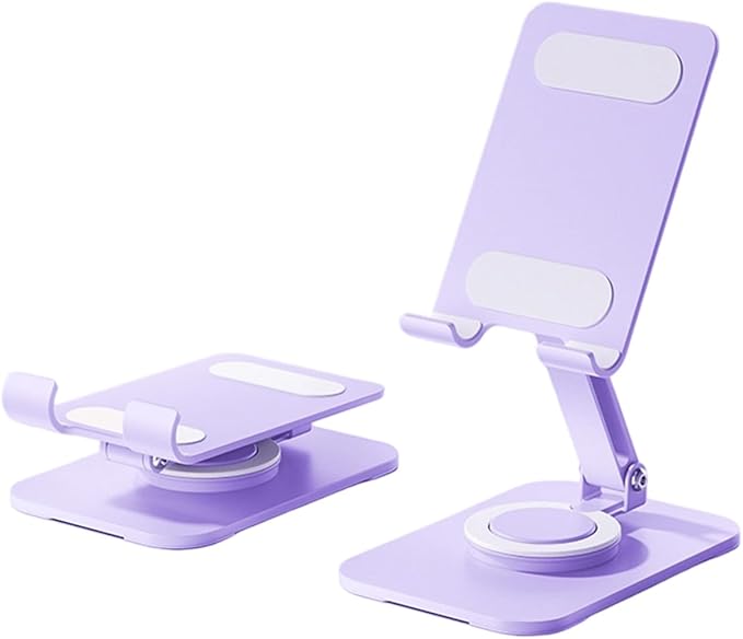 Carbon Steel Desktop Phone Stand Foldable Adjustable with Rotating Base for Video Calls Phone Tablet Portable Foldable Adjustable Desktop Rotating Desk Video Calling Online Learning Movie Hands