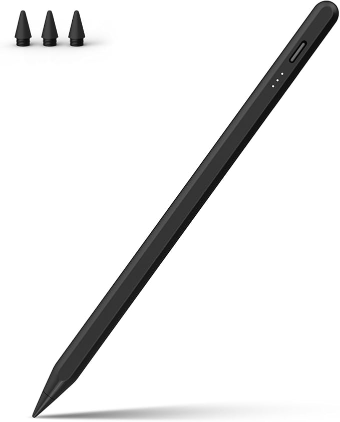 Stylus Pen for iPad, 13 mins Fast Charge Stylus with Palm Rejection, Tilt Sensitivity, Compatible with 2018-2024 iPad Air 3/4/5/6, iPad mini 5/6, iPad 6/7/8/9/10, iPad Pro 11"/12.9"/M4 (Black)