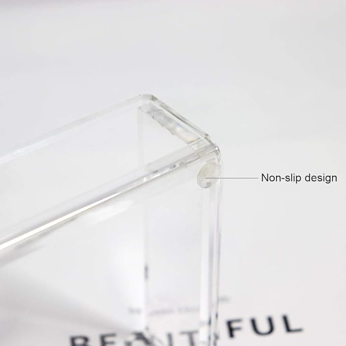 Buqoo Acrylic Sticky Notes Pad Holder Desk Organizer 3.5x3.3 Inch Memo Holder for Office Supplies(Gold) Clear Office Desk Accessories for Schools Office Home Classroom Desk Supplies