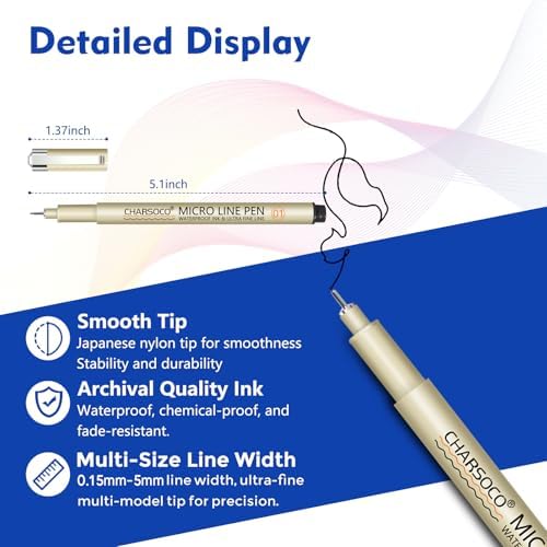 01 Micro Pen, Waterproof Archival Ink, 0.25mm Fineliner Ink Pens for Artist Illustration, Sketching, Anime, Manga, Technical Drawing and Scrapbooking, Fine Point Pen with 24 Colors