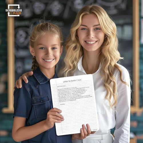 Scribbledo College Ruled Lined White Board Sheets for Students 9”x12” Dry Erase Board with Lines Sheets Ruled Writing Whiteboard Sheets Homeschool Supplies Teacher Classroom Pack of 10