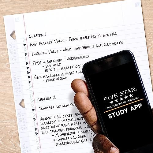 Five Star Loose Leaf Paper + Study App, 6 Pack, Notebook Paper, College Ruled Filler Paper, Reinforced, Fights Ink Bleed, 8.5 x 11, 80 Sheets per Pack (170025)