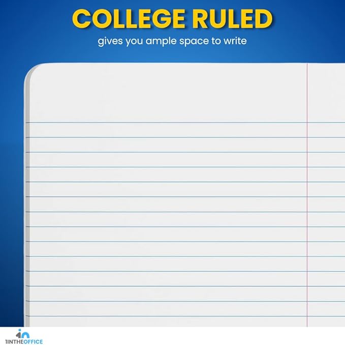 1InTheOffice College Ruled Composition Notebook, Hard Cover Notebook, Marble Composition Notebook, 7.5" x 9.75", 100 Sheets, Assorted colors, 6 Pack