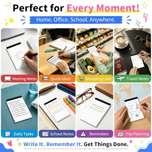 White Note Pads 12 Pack Small Notepad 3x5 in Mini Notepads Pocket Notepad
