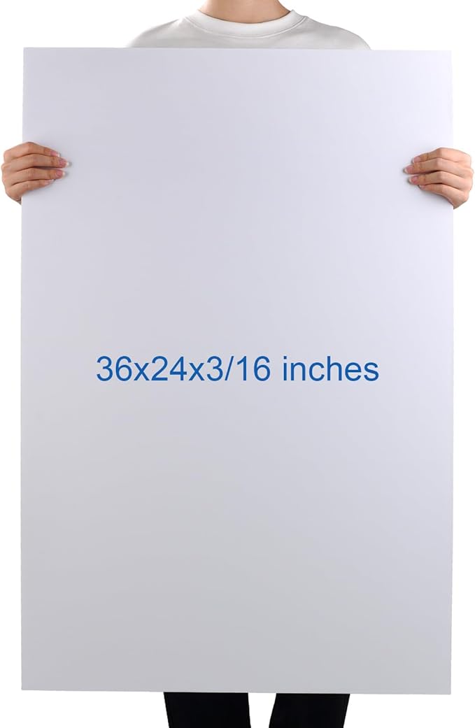 Foam Board 24 x 36 x 3/16" (5mm) - 12 Pack - White Poster Board, Acid Free, Double Sided, Rigid, Sign Board Foamboard for Mounting, Crafts, Paintings Prints, Art, Display, Presentation and Projects