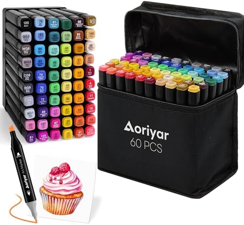 Alcohol Markers Dual Tip Art - 60 Colors Marker Set