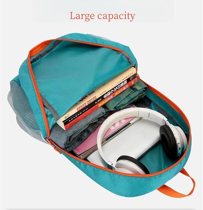 Travel lightweight foldable backpack hiking backpack splash proof compact travel backpack day pack (peacock green), middle