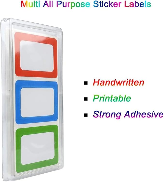 Plain Name Tags Stickers Colorful Border All Purpose Labels - 400 Stickers, Strong Adhesive (3.5 x 2.25 inch)