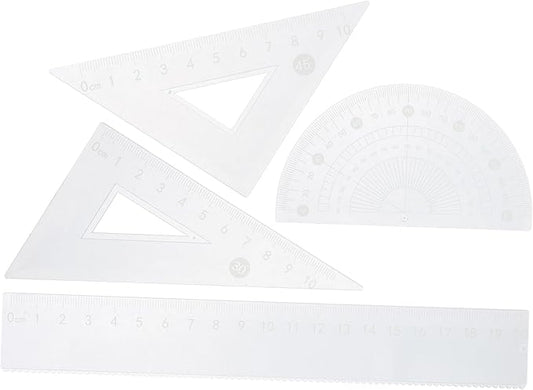 NUOBESTY 1 Set Clear Plastic Ruler Set Triangular Protractor Drafting Tools for Accurate Measurements Lightweight Math Kit for School Office and Creative Projects Set