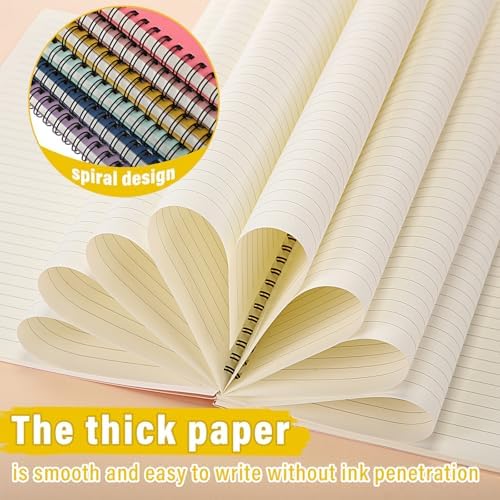 Fuutreo 6 Pack Spiral Notebook 10.5x7.45 Notebook,Playful,Bright