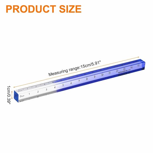 HARFINGTON 2pcs Acrylic Clear Straight Rulers 15cm Metric Transparent Gradient Three-Dimensional Plastic Ruler Square Cube Measuring Tool for Classroom Office, Blue