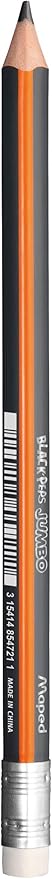 Maped Helix Jumbo Triangular Pencils x12 - Comfort Writing - Durable, Easy Sharpening - Break-Resistant - Latex-Free Eraser