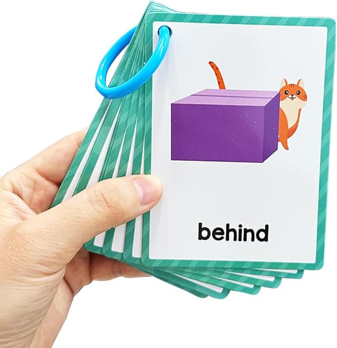 Lachilly Prepositions Flashcards: English Words, High Frequency, Beginning Reading, Kindergarten, Autism, Vocabulary Building, 10 Cards 18 Words