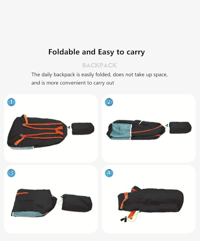 levayhill 25L Foldable Hiking Backpack Lightweight Packable Basic-Daypack Collapsible Bag Water-Resistant Travel Men Women Camping Cycling Outdoor (Dark Blue)