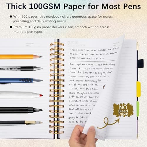 Hardcover Spiral Notebook with Tabs & Dividers, 8"x10" 5 Subject