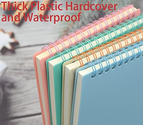 Yansanido Top Bound Spiral Notebook, 3 Pcs 3 Color A5 Size Thick Plastic Hardcover 8mm Ruled Paper 80 Sheets (160 Pages) Journal for School and Office Supplies (Light Color)