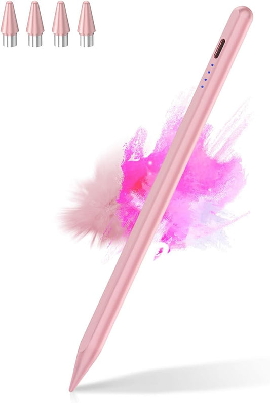 CMARS Active Stylus Pen for Touchscreen, Universal Tablet Pencil for Apple iPad/iPhone/Samsung/Huawei/Xiaomi/Android and More Devices, Rechargeable Digital Pens with Magnetic Function - Pink