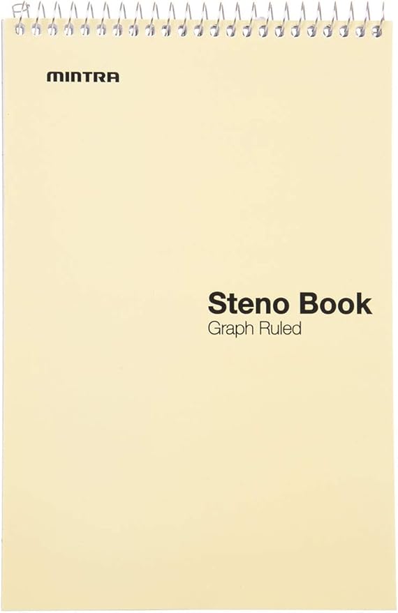 Mintra Office Steno Books Set - Top-Spiral Bound, Graph Ruled, 70 White Sheets, Poly Pastel Color Covered Notebooks for Office, Professional, School & Work, Note-taking, Writing Pads, 6"x9", 4 Pack
