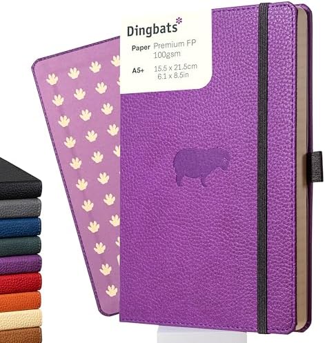 Dingbats* Wildlife Lined Writing Journal Notebook A5 - Vegan Leather Hardcover - Ideal for Work, Travel - Pocket, Elastic Closure, & Bookmark