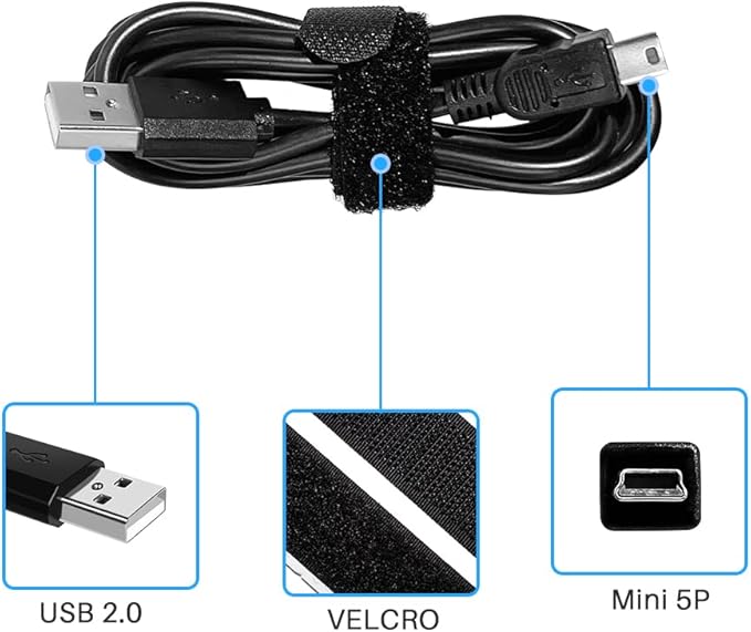 FOUCECLAUS USB Power and Data Cable for Texas Instruments Calculators, 5Ft Charger Cord Compatible with TI-84 Plus CE, Plus C Silver Edition, Nspire CX/TI CX CAS Graphing Calculators