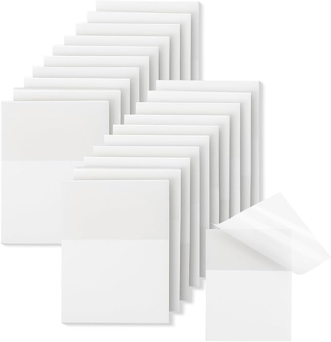 Mr. Pen- Small Transparent Sticky Notes, 1.5"x2", 20 Pads, 1000 Sheets, Mini See Through Self-Adhesive Notes Bulk for Bible Journaling and Studying, Water-Resistant, Clean Removal