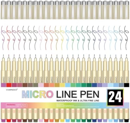 01 Micro Pen, Waterproof Archival Ink, 0.25mm Fineliner Ink Pens for Artist Illustration, Sketching, Anime, Manga, Technical Drawing and Scrapbooking, Fine Point Pen with 24 Colors