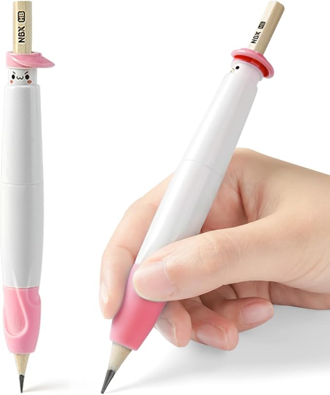 Pencil Grips for Kids Handwriting, Pencil Grippers, Writing Posture Correction for Toddler/Preschool, Homeschool Education, can Serve as Mechanical Pencil & Pencil Extender (1PCS, Pink)