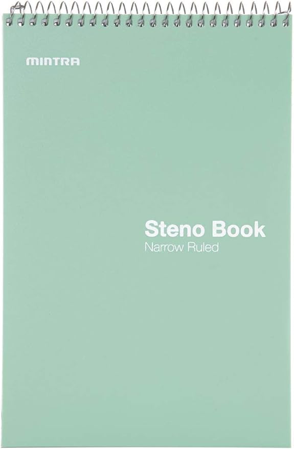 Mintra Office Steno Books Set - Top-Spiral Bound, Narrow Ruled, 100 White Tint Sheets, Pastel Covered Notebooks for Office & School, Colorful Lavender, Sage, Salmon, Spring Pink,6"x9", 8 Pack