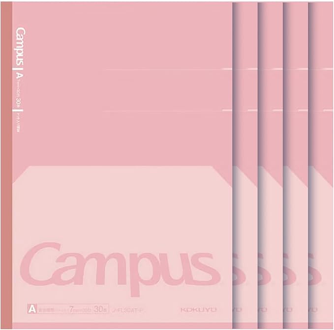 KOKUYO Composition Notebooks, 7" x 10" Kimochii Dot Lined Notebook, 30 Sheets College Ruled Paper, 5 Pack Pink B5 Notebook for School and Work, School Supplies Comp Book for Note Taking