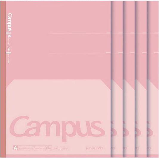 KOKUYO Composition Notebooks, 7" x 10" Kimochii Dot Lined Notebook, 30 Sheets College Ruled Paper, 5 Pack Pink B5 Notebook for School and Work, School Supplies Comp Book for Note Taking