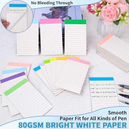 Oleitodh 48 Pack Mini Note Pads 3 x 5 Inch Lined Memo Pads Rainbow Colors