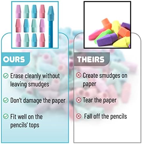 Mr. Pen- Pencil Erasers Toppers, 240 Pack, Colorful, Latex Free, No Smudge | Mr Pen Erasers for Pencils