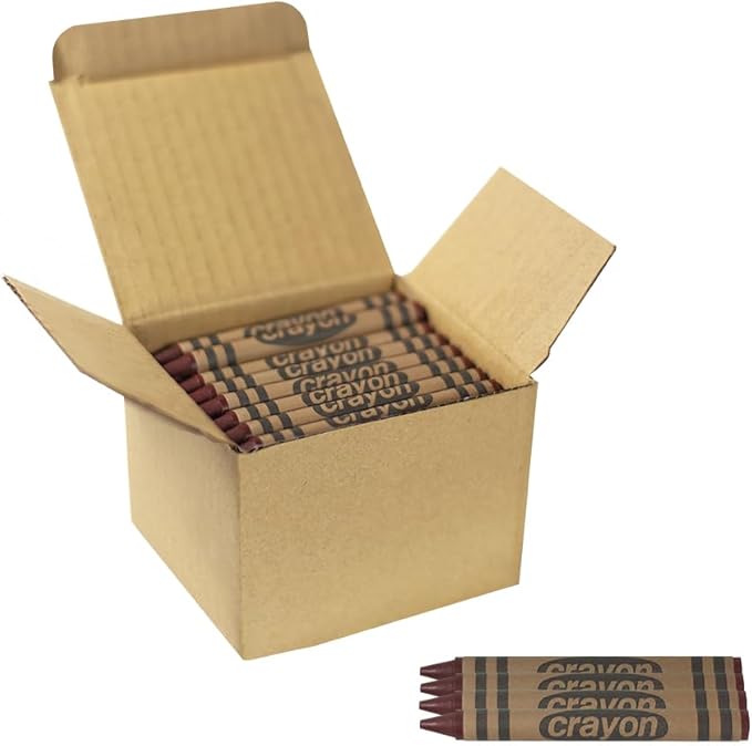 80 Count Single Color Crayons Bulk Pack - BROWN single color crayon refill - Regular size crayons (5/16" x 3-1/2")