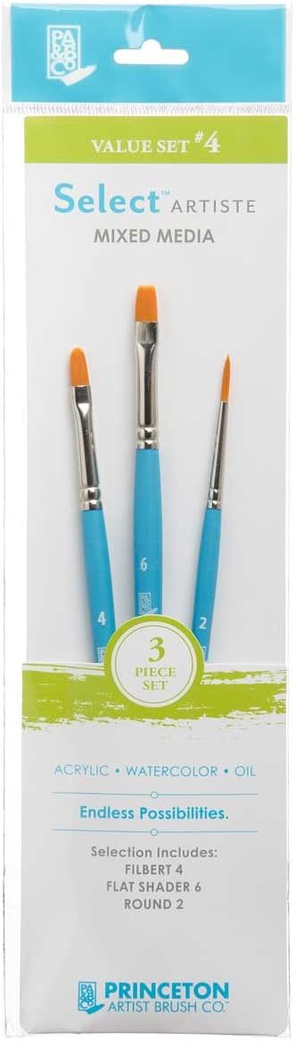 Princeton Select Artiste Brush Set No. 4, Synthetic, 3 Piece, 1 Count