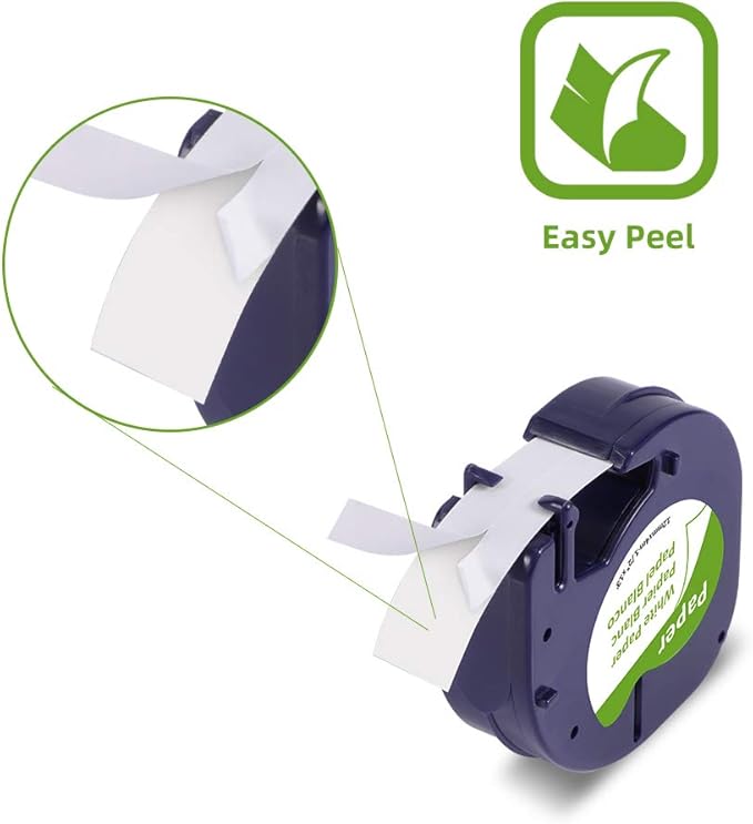 LK 6-Pack Replacement for DYMO LetraTag Refills, Black on White Label Maker Refills Self-Adhesive Paper LT Tape 91330 10697 (S0721510) for DYMO Letra Tag LT-100T LT-100H QX50, 12mm x 4m