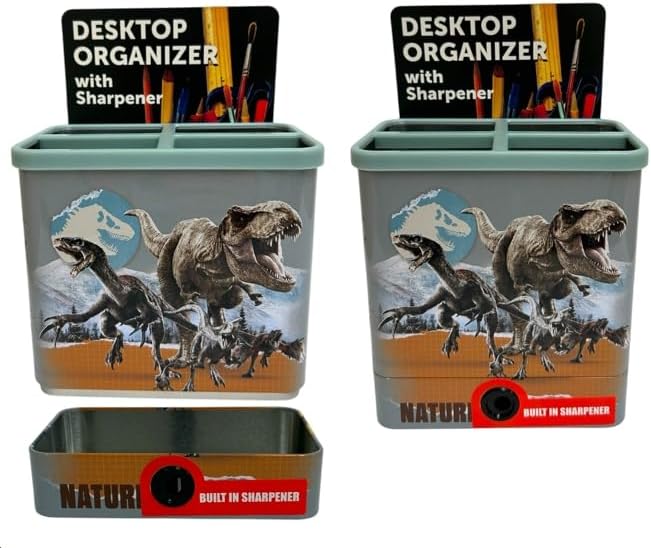 Tin Organizer with Sharpener at Bottom, Jurassic