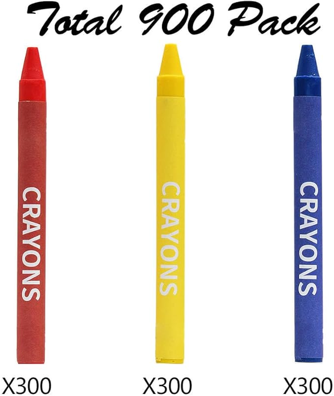Madisi Crayons Bulk Pack, Regular Size, 3 Colors, 300 Packs, 900 Count