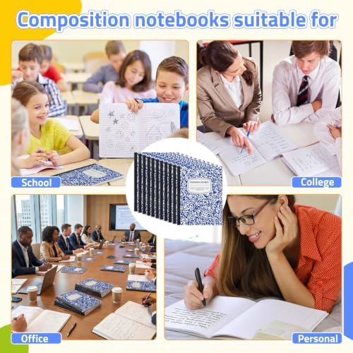 Fainne 100 Pack College Ruled Composition Notebooks Bulk B5,Blue