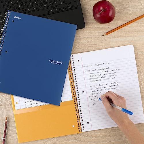 Five Star Spiral Notebook + Study App, 6 Pack, 5 Subject, College Ruled Paper, Fights Ink Bleed, Water Resistant Cover, 8-1/2" x 11", 200 Sheets, Assorted Colors (73793)
