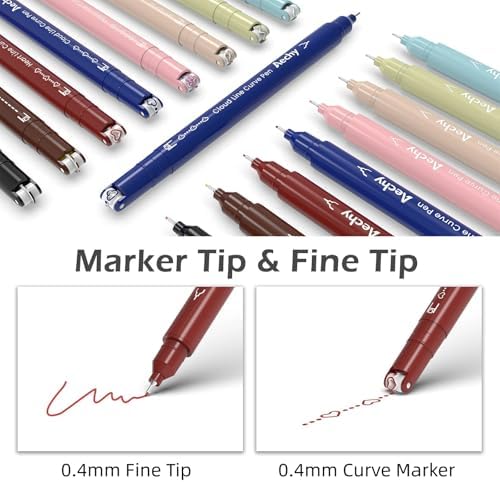 AECHY Dual Tip Curve Highlighter Pens,8 Pattern Roller & 8 Fine Tip Pens