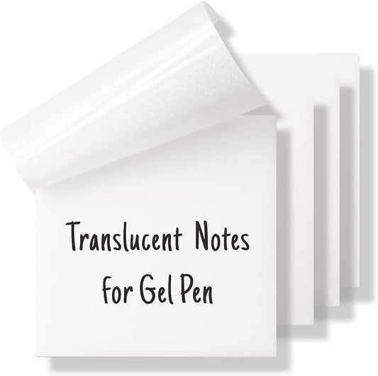 Gel Pen Friendly Transparent Sticky Notes - Translucent Matte Clear Pads for Annotating Books, 3x3 in, 4 Pads 200 Sheets, Quick Dry Smudge-Free See Through Notes