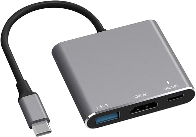 Battony Multiport AV Adapter with 4K HDTV Output USB 3.0 Port & USB-C Fasting Charging Port Compatible for MacBook Pro M1/16-20 Air M1/18-20 Ipad pro iMac and Other usbc Devices