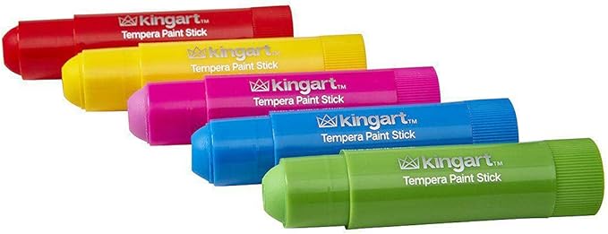 KINGART TEMPERA PAINT Sticks, Set of 12 Rich Colors, Solid Tempera Paint, Super Quick Drying, Non-Toxic, Work Great on Paper, Canvas, Wood, Glass and more