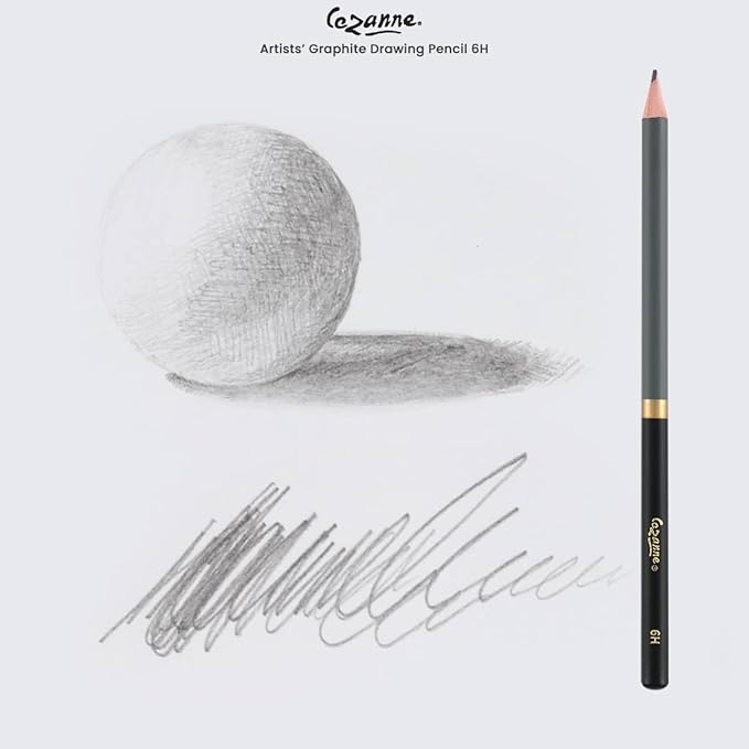 Cezanne Graphite Drawing Pencils Set - 6H, Set of 12 Break-Resistant Graphite Lead, Easy-to-Sharpen Sketch Pencils, Master Artist Quality Graphite Pencils for Technical and Artistic Drawing