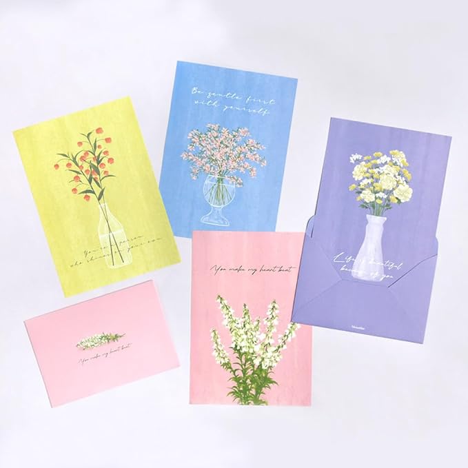 Monolike Olivia's Flowers Letter Paper and Envelopes Set - 8Type, 32 Letter Paper + 16 Envelopes